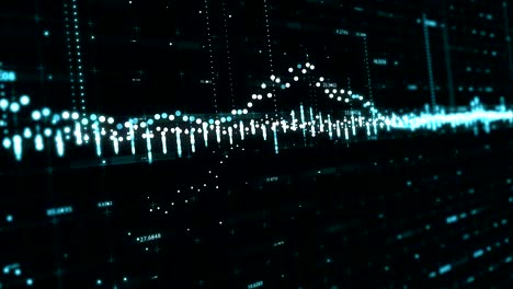 fondo abstracto con gráfico flotante contadores de flujos de números y ecualizador