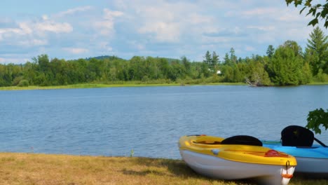 cottage country lake and kayak timelapse - beautiful clouds ontario canada