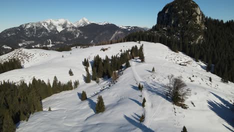 Snowy-mountains-and-forest-in-wintertime-in-alps-in-Austria