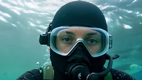 woman scuba diving in the ocean