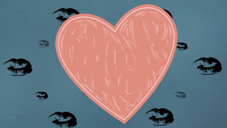 animación de los iconos del corazón y los labios sobre fondo azul