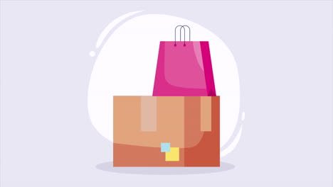 animación comercial de papel para bolsas de compras