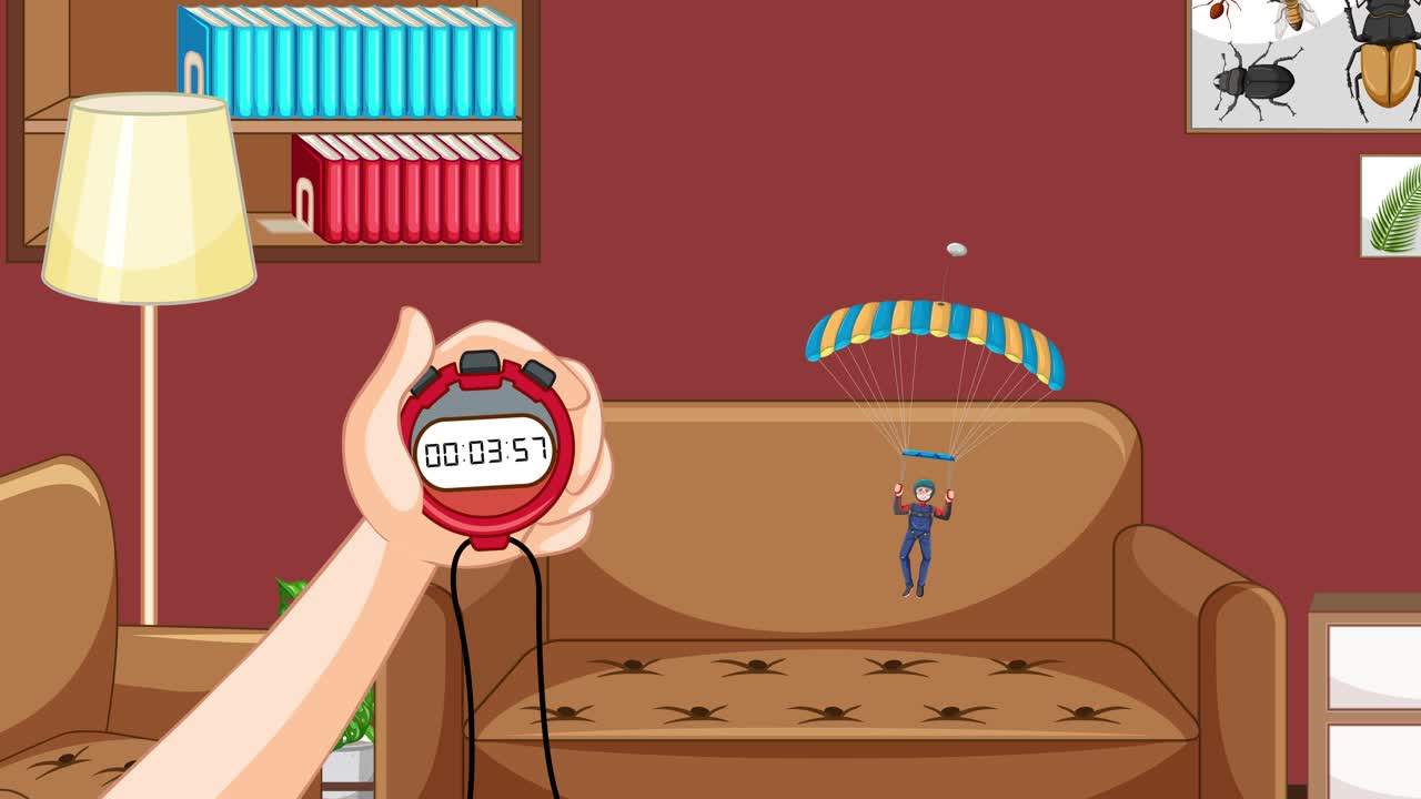 장난감 이 낙하산 으로 내려가는 시간 을 측정 하는 스 워치