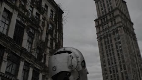 robot in a post-apocalyptic city