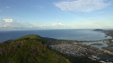 aerial view of beautiful koko crater summit in oahu, hawaii