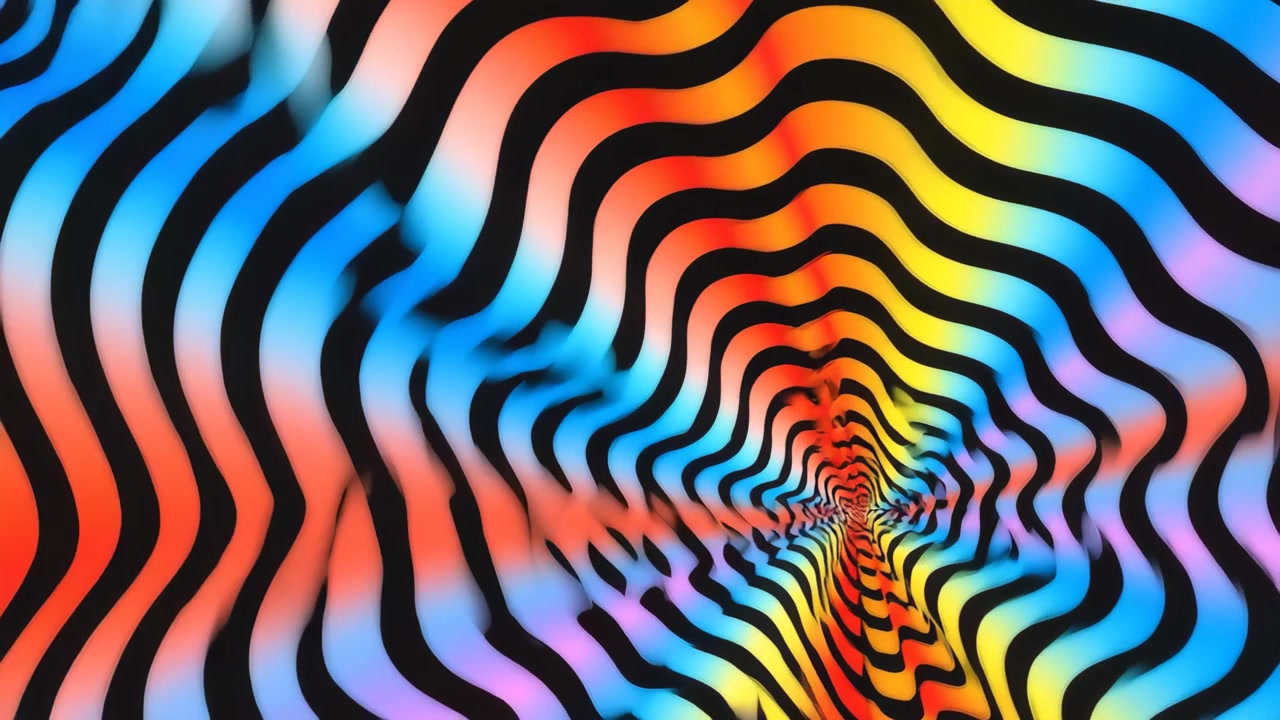 Abstraktní pohyblivé pozadí s tunelem z barevných vlnitých čar