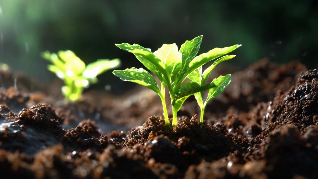 Nurturing Life: The Growth of Green Seedlings in Rich Soil Under Soft Sunlight, Showcasing Nature's Beauty and the Cycle of Life in a Vibrant Environment