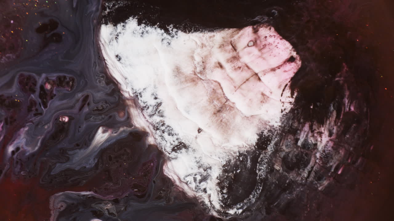 Brown And White Ink In Water With Abstract Forms