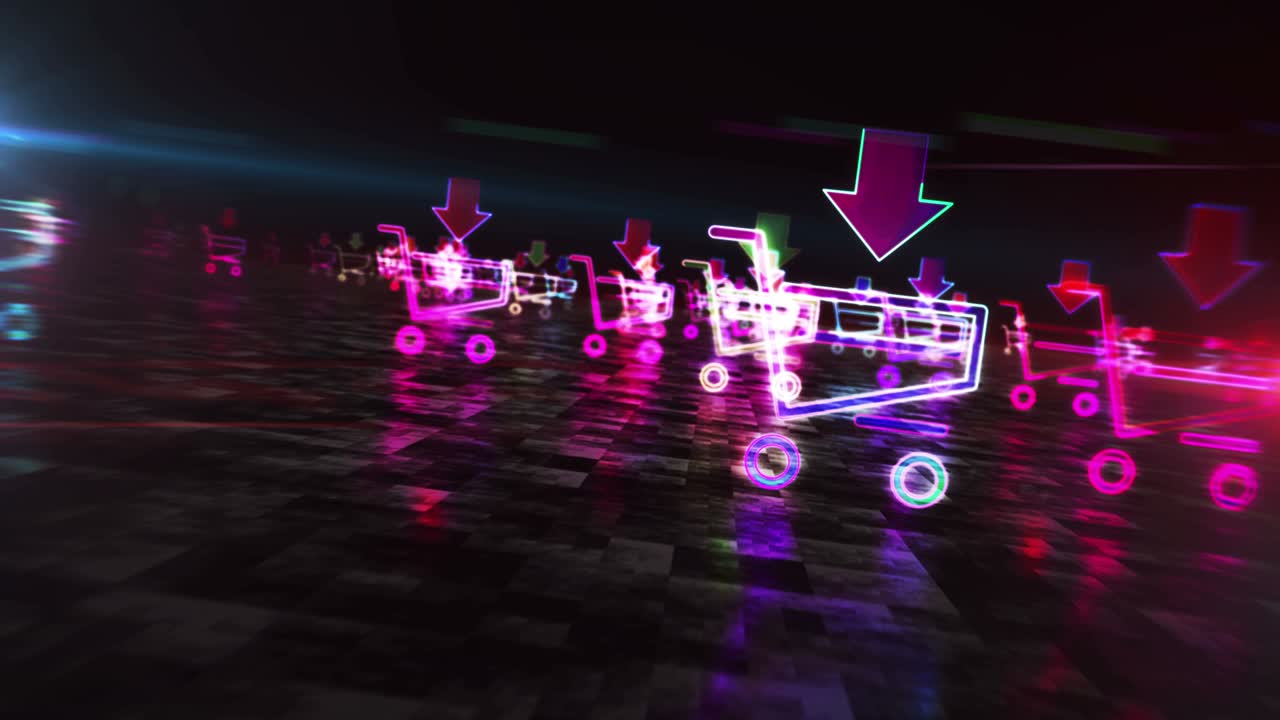 쇼핑 카트 기호 추상 하이퍼스페이스 애니메이션