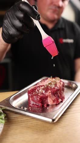 chef preparing a steak