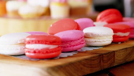 tray of macaroons on counter