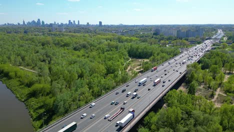 Aerial-following-shot-elevated-multiple-roads-junction