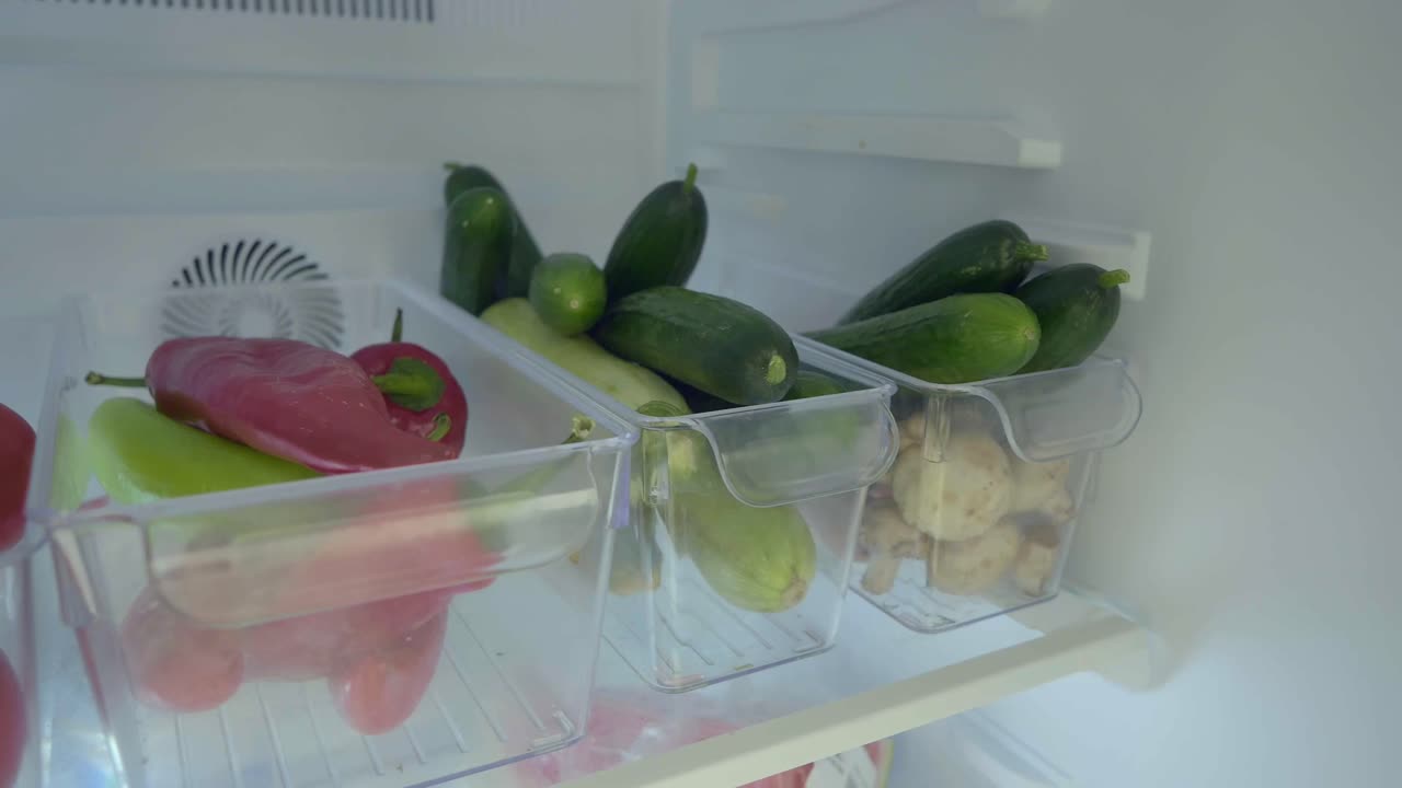 Fresh vegetables organized in a refrigerator
