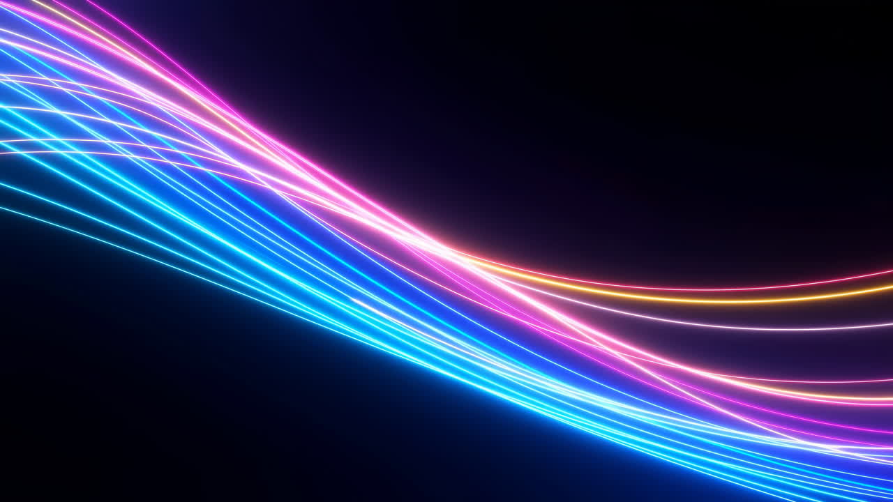 Gesynchroniseerde lichtgolven rimpelen over donkere horizon, verstrengelde sinusvormige stralen vormen een vloeiende helix van cyaan.