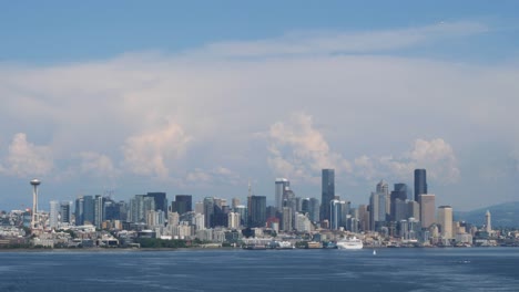 seattle skyline, viewed from elliott bay, seattle, washington.beautiful sunny day in seattle.