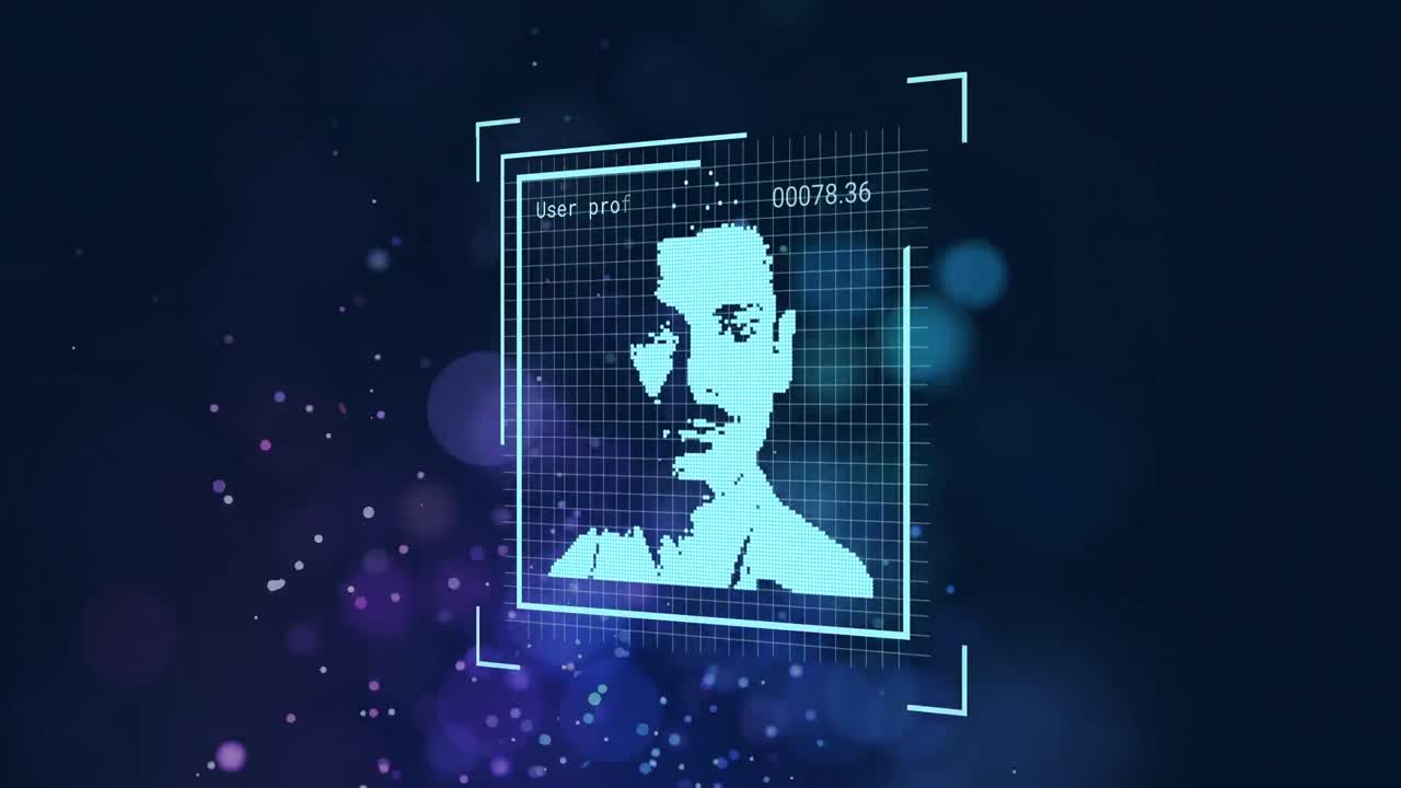 animación de la interfaz digital sobre un fondo oscuro