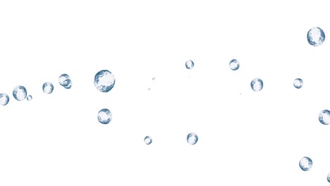 animation of multiple translucent blue bubbles floating across white background