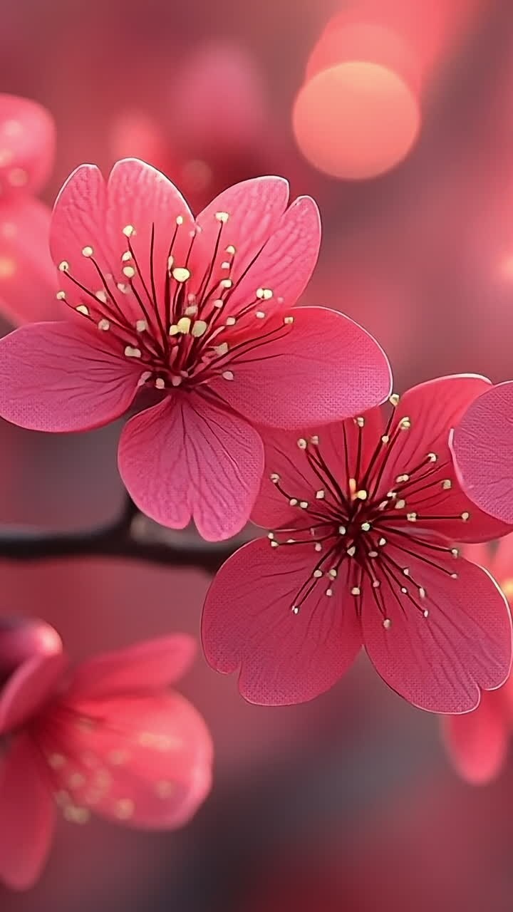 Bunga sakura mekar dalam warna-warna cerah