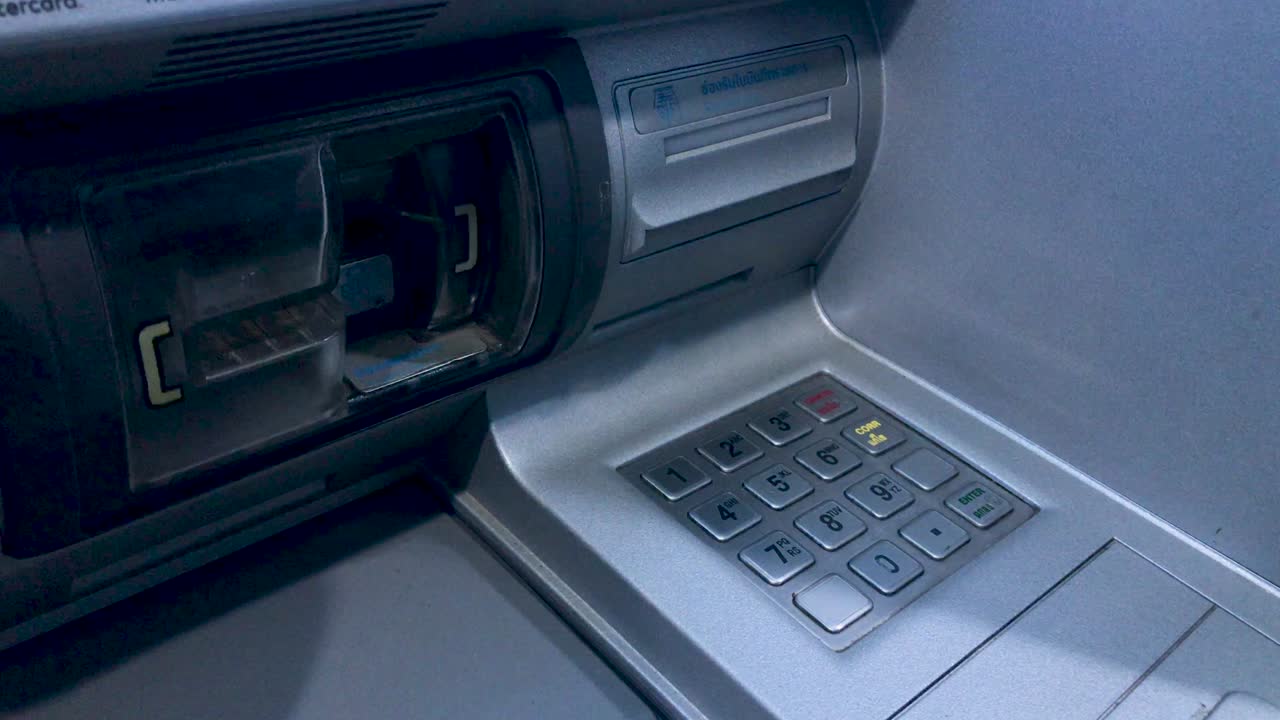 teclado numérico atm y lector de tarjetas anti-skimming anti-phishing tapa de hendidura con led parpadeante azul