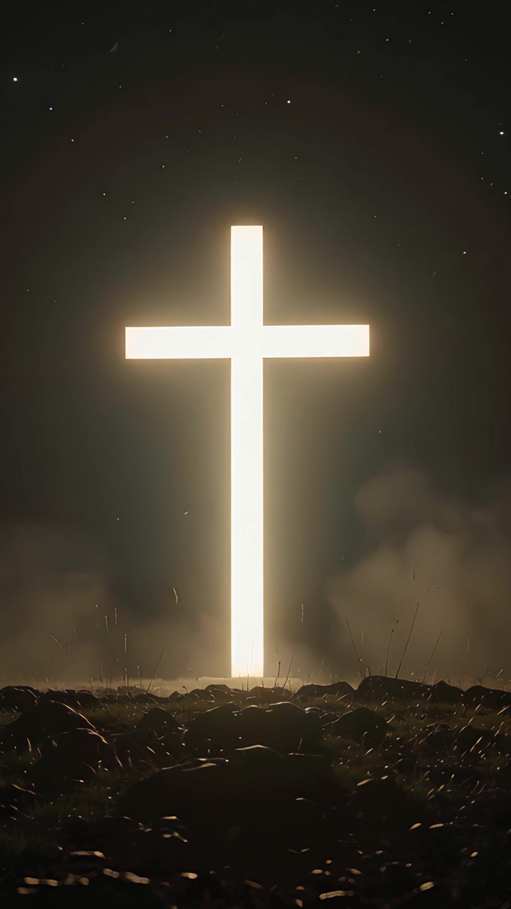Sfondo per Adorazione 4K: Croce Cristiana e Luce Celeste