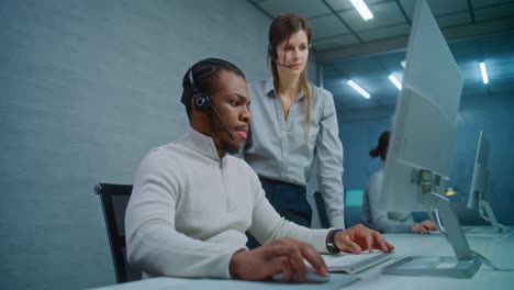 diverse team working in a call center