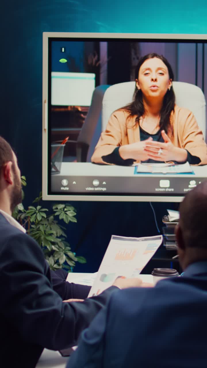 Business Colleagues Participating in Virtual Video Conference Meeting