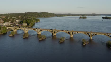 columbia wrightsville bridge in lancaster county pennsylvania susquehanna river sunset aerial