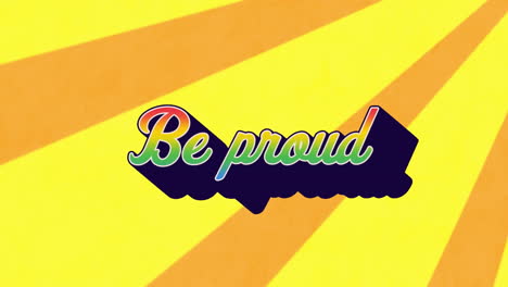 retro rainbow text animation with pulsating background celebrates pride.