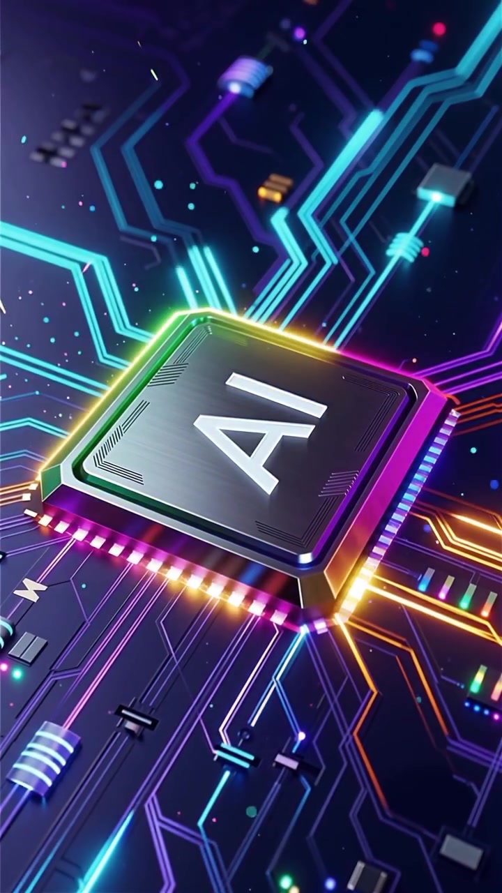 Futuristic AI Chip Motherboard Technology Background