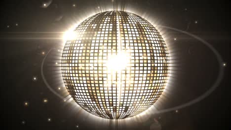 animation of spinning disco ball and glowing lights
