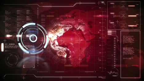 animación del escaneo del alcance y el procesamiento de datos en pantalla digital