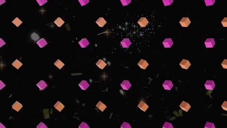 Animation-of-rows-of-cubes-moving-on-black-background