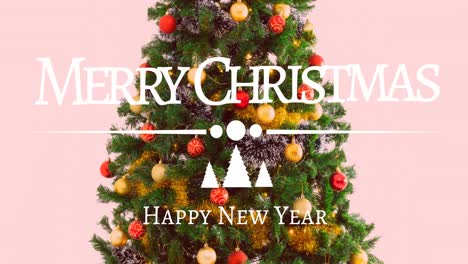 Animation-Des-Textbanners-„Frohe-Weihnachten-Und-Ein-Glückliches-Neues-Jahr“-über-Dem-Dekorativen-Weihnachtsbaum