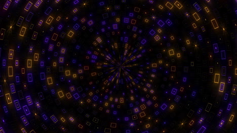 mosaico en espiral obra de arte digital futurista con cuadrados superpuestos en púrpura, naranja y amarillo