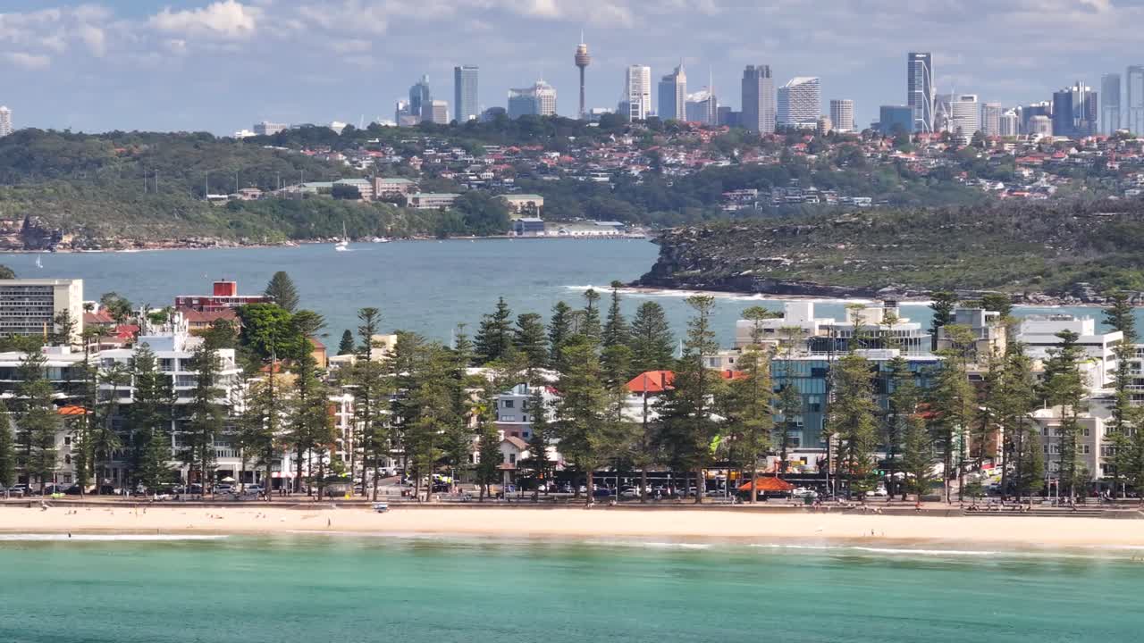 Beachside Suburb, Wharf And Cove At Manly On The Northern Beaches Of Sydney, Australia. Aerial Drone Shot