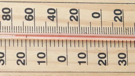 termómetro de madera que muestra la temperatura