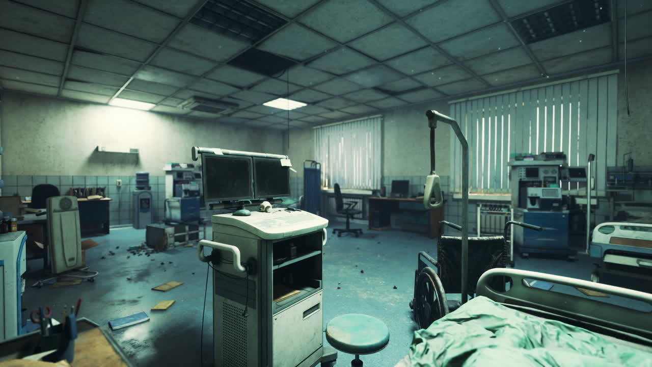Neglected hospital interior shows destruction in a forgotten space