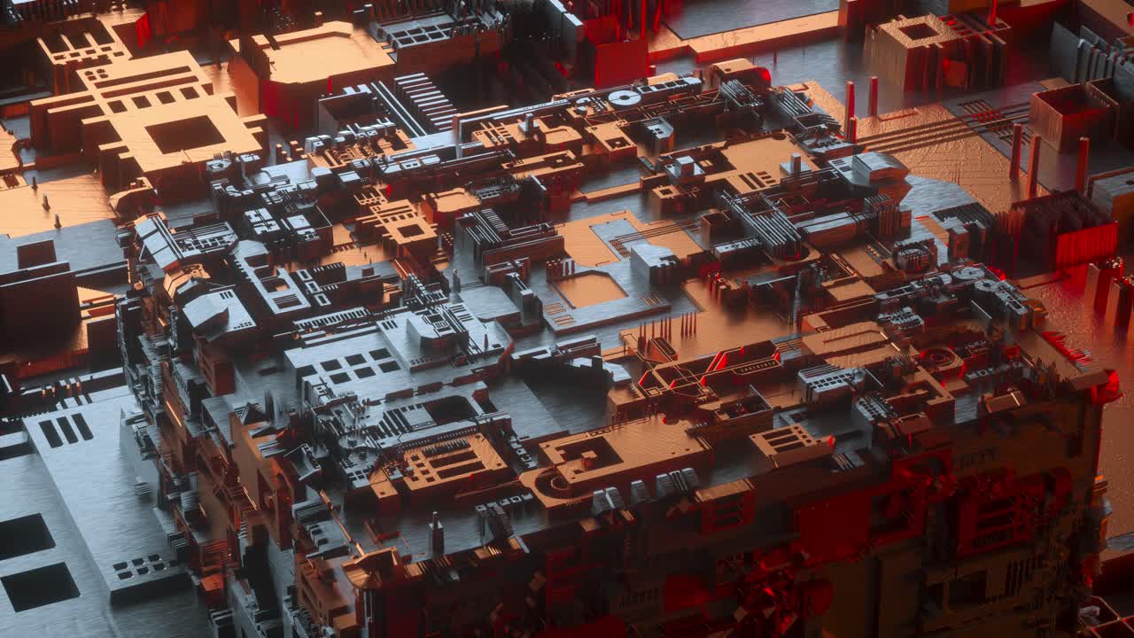 4k animation, Abstract futuristic and digital technology composition. 3d render.