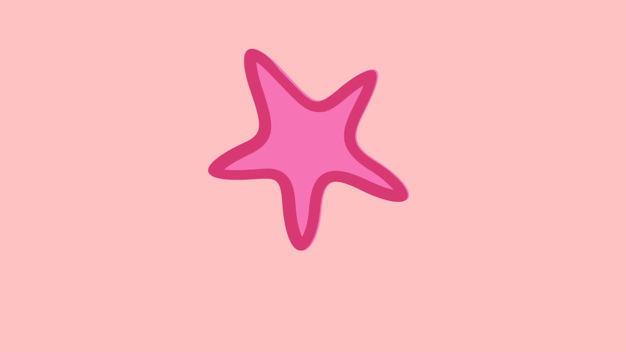 Animazione di stella marina rosa con spazio per il testo su sfondo rosa