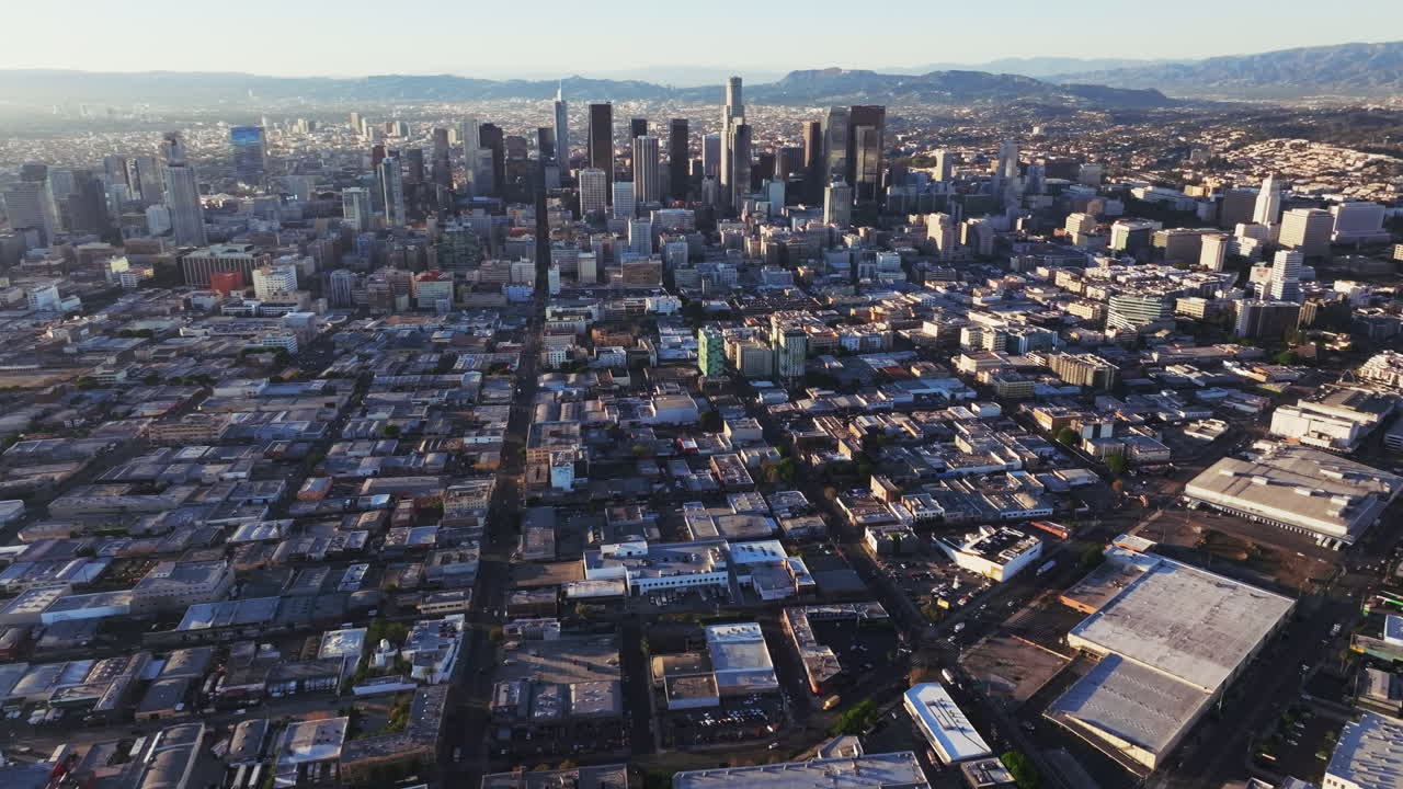 Aerial View of Downtown Los Angeles Cityscape