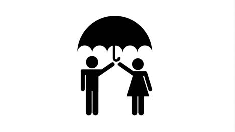 couple protected by umbrella