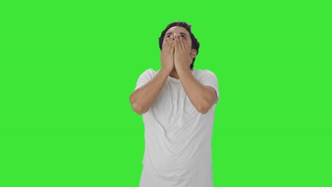 Tired-and-lazy-Indian-man-yawning-Green-screen