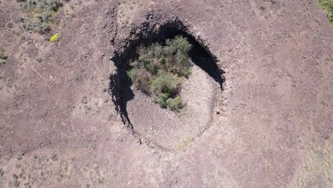 el avión desciende a los árboles que crecen dentro de un enorme agujero erosionado, wa