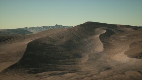 Aerial-view-on-big-sand-dunes-in-Sahara-desert-at-sunrise