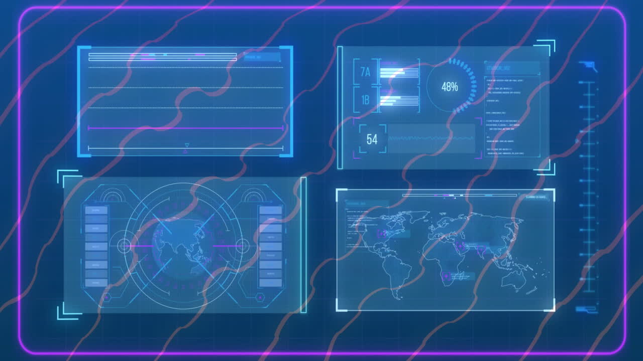 Data analytics and global tracking animation over futuristic interface with graphs