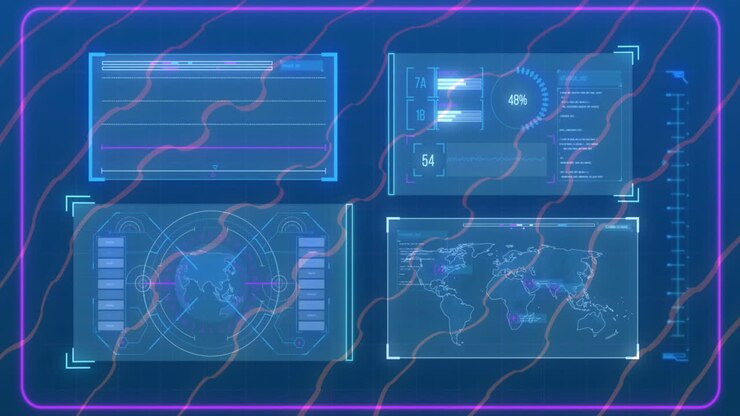 Data analytics and global tracking animation over futuristic interface with graphs