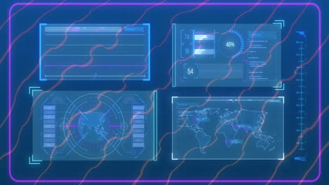 data analytics and global tracking animation over futuristic interface with graphs