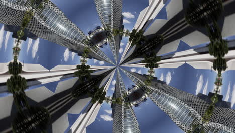 timelapse of tokyo city scene and skyline made into abstract fisheye tiny planet