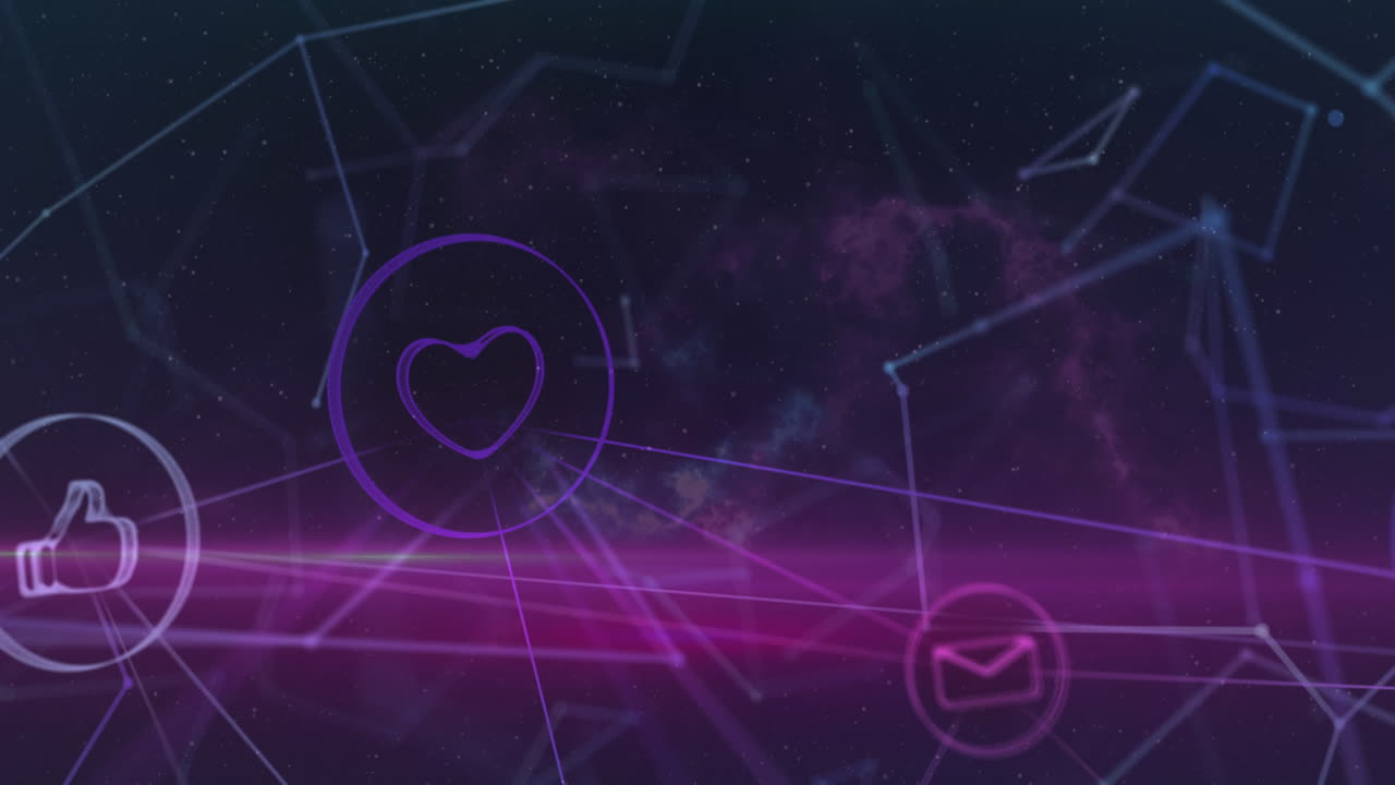 검은 바탕에 디지털 아이콘의 네트워크