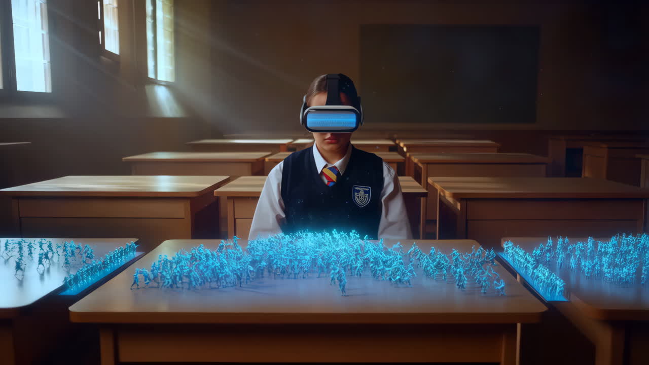 Student using VR in classroom